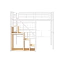 thumbnail image 6 of Euroco Metal Twin Loft Bed with Shelves, Wardrobe and Grid Design for Kids Teens Room, White, 6 of 10