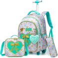 thumbnail image 1 of Children‘s Wheeled Backpack Bag Set with Lunch Box School Rolling Backpack Bag with Wheels School Trolley Backpack Bag for Girls GC, 1 of 7