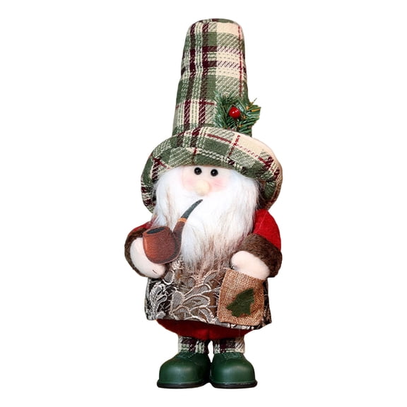 YuanGuangQ Christmas Standing Doll Decor, Checkered Cloth Santa Snowman Figurine for Display, Festive Window Ornament for Home Indoor Holiday Decoration