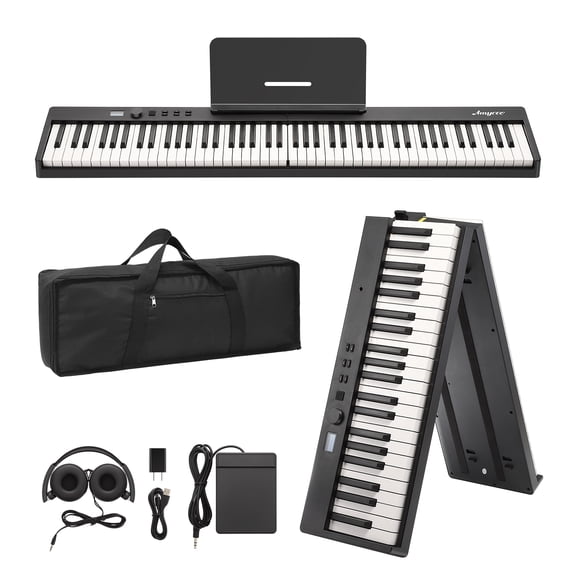 Garvee Portable Foldable Piano 88 Key Full Size Weighted Keyboard with Bag Headphones & Pedal