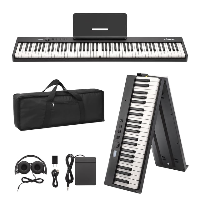 88 Key Portable Electronic Piano Keyboard with Semi-Weighted Keys, Full-Size Keyboard for Beginners to Professionals - Complete Set with Power Adapter, Sustain Pedal, Sheet Stand