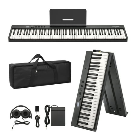 Homhougo Folding Piano Keyboard,Full Size 88 Key Semi Weighted Keyboards Electric Piano,Portable Keyboard Digital Piano with Sustain Pedal,Headphones, Handbag, Bluetooth, USB MIDI for Beginner,Kids