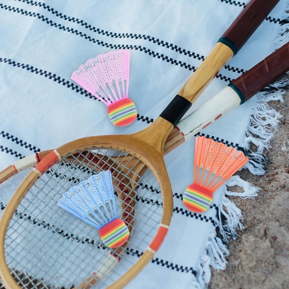 BESTSKY Foam Badminton Trainer Set with Colorful Shuttlecocks for Kids Sports Assorted Color 12 Pcs