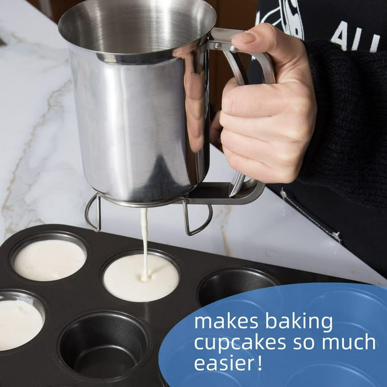 Houzemann 2-in-1 Pancake/Batter/Cupcake Dispenser-Perfect Baking Tool with Squeeze Handle for Cupcakes,Pancakes,Muffins,Crepes,Cakes,Waffles and Any