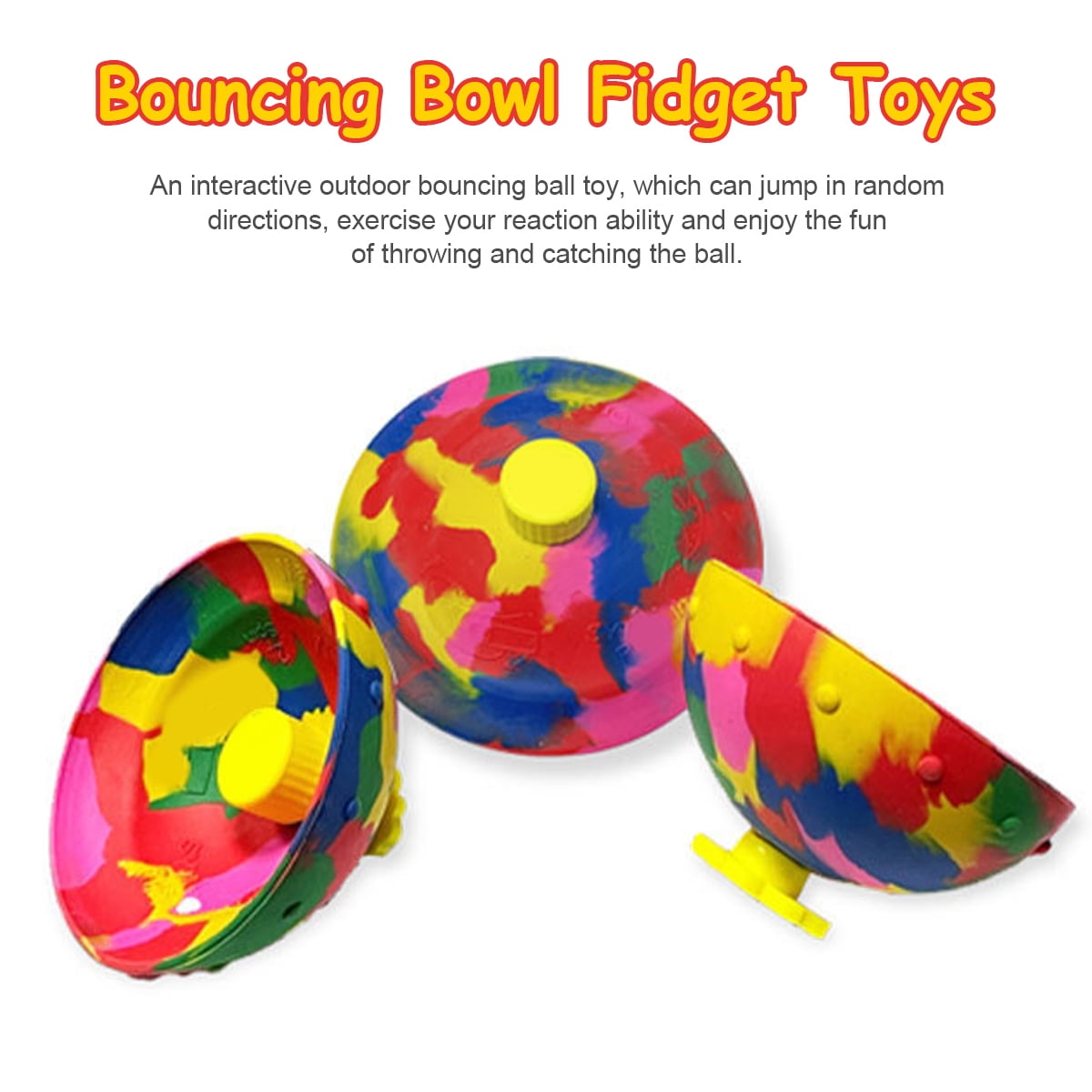 SUNW Creative Hip Hop Jumps Camouflage Bounce Bowl Decompression Toys Novelty Bouncy Ball Fingertip Toys,Creative Outdoor Sports Leisure Toy Birthday Gift,1PC 