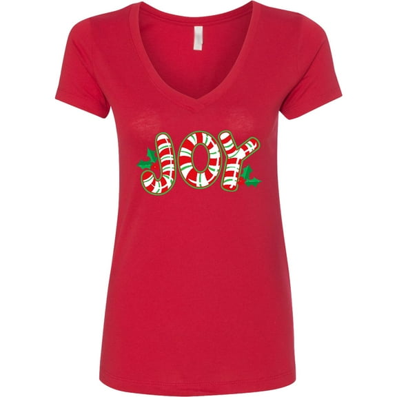 Inktastic Candy Cane Joy Women's V-Neck T-Shirt