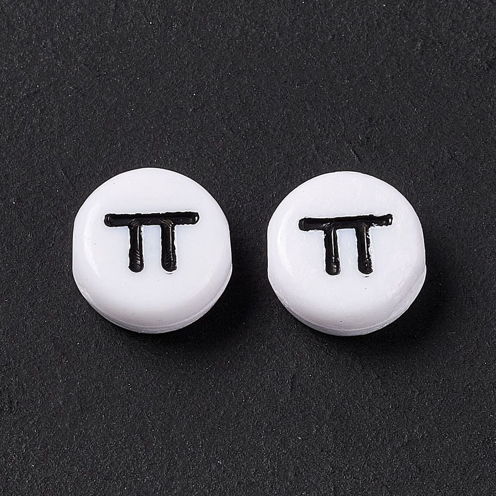 Opaque Acrylic Beads White Flat Round with Korean Letters Black 7x3.5mm Hole: 1.2mm 3600pcs/500g