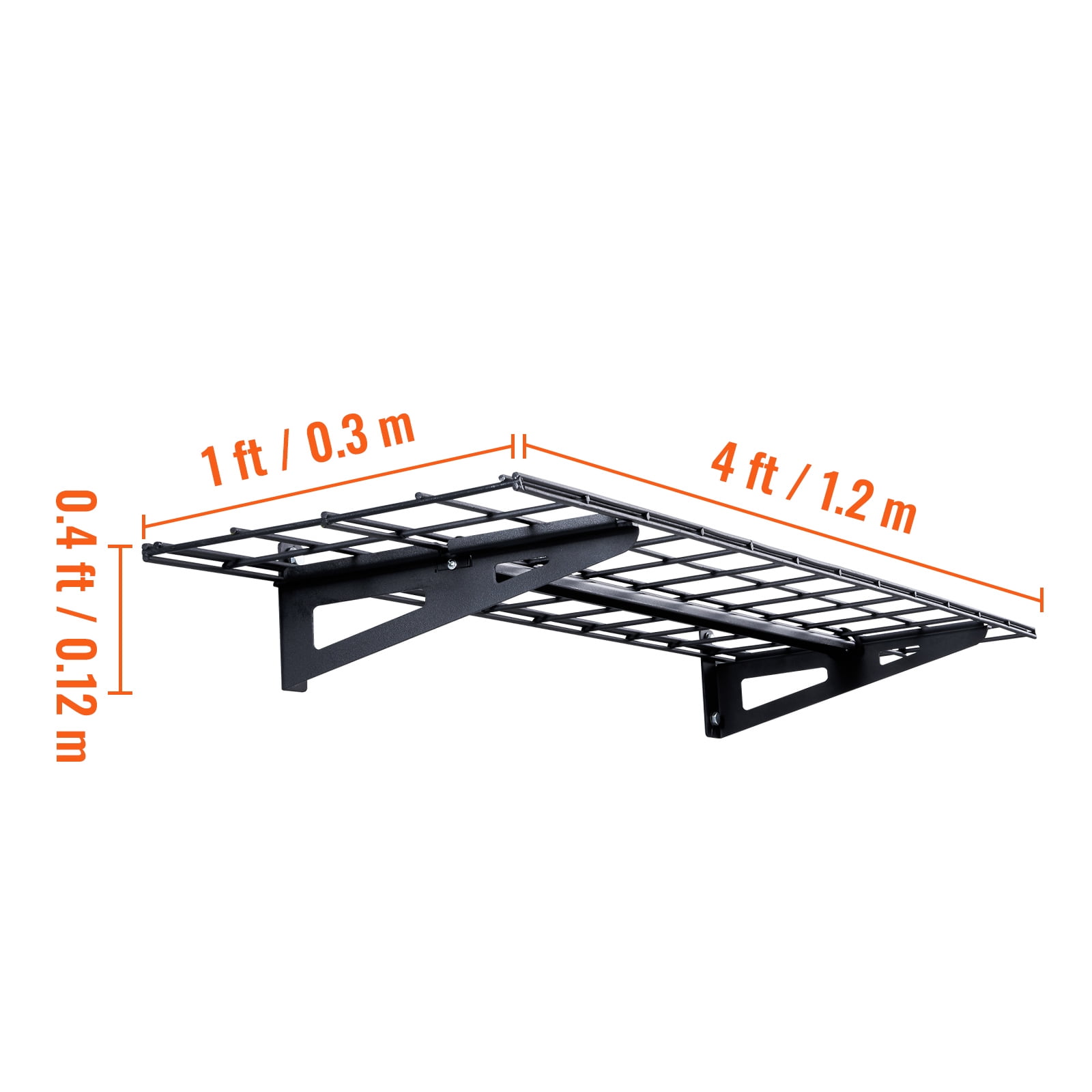 VEVOR Garage Storage Shelving, 2 Pack, 4 x 1 ft Heavy Duty Garage Shelves Wall Mounted, 400 lbs Load Capacity(Total) Garage Storage Rack Floating Shelves, Suitable for Shop, Shed, Garage Storage