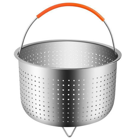 

HeroNeo Kitchen Stainless Steel Steamer Basket with Silicone Covered Handle for 3/6/8 Quart Pressure Cooker Cleaning Drainer