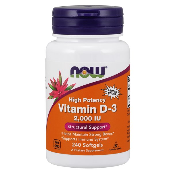 NOW Supplements, Vitamin D3 2,000 IU, High Potency, Structural Support