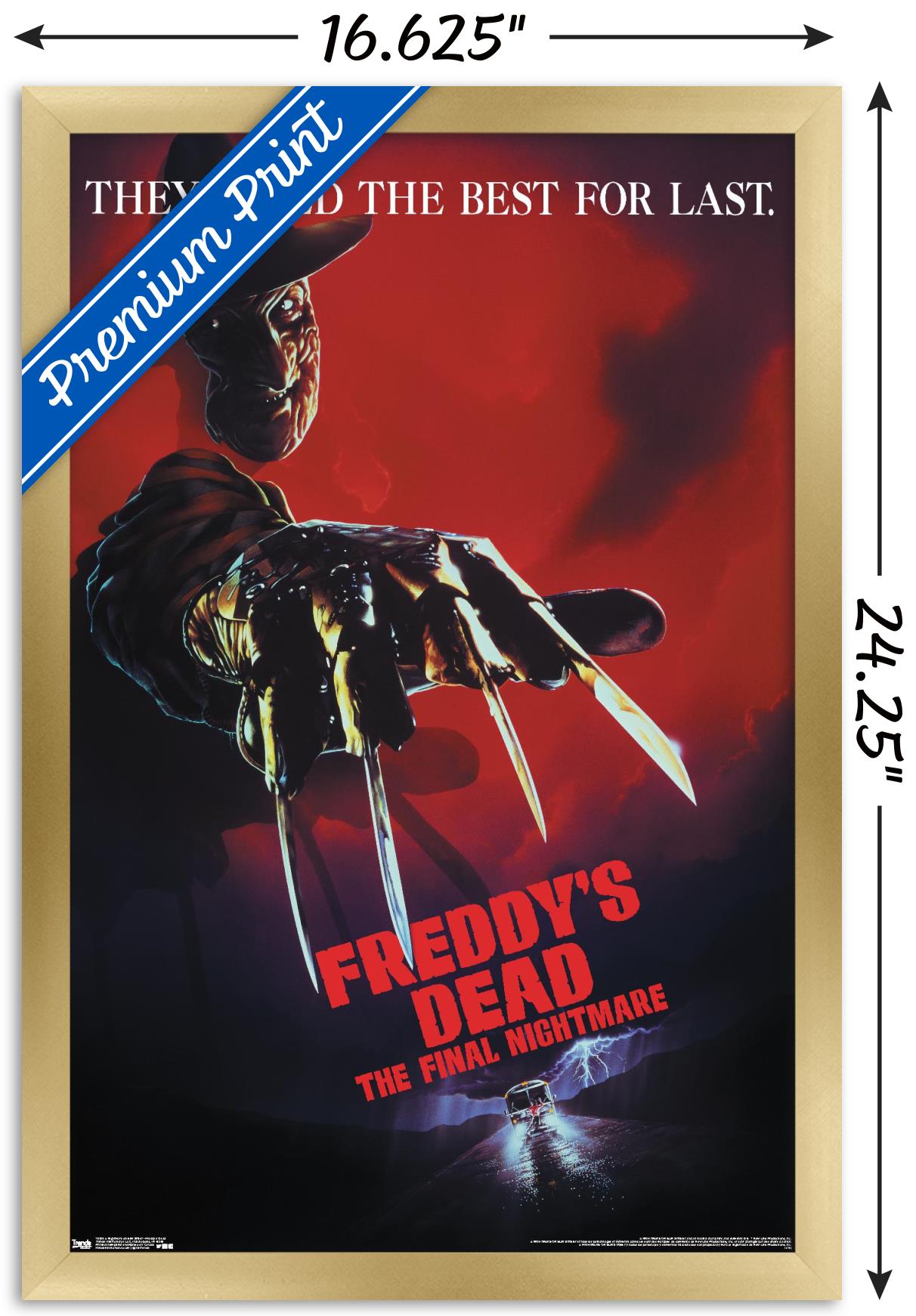 A Nightmare on Elm Street - Freddy's Dead Wall Poster, 14.725" x 22.375", Framed