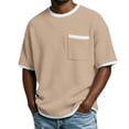thumbnail image 2 of Ringer Tee Men with Pocket Summer Fashion Casual Waffle Weave Crew Neck Short Sleeve Mens T-Shirts Dress Shirts, 2 of 7