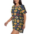 thumbnail image 3 of Womens Pajama Sets With Pocket, retro flowers Lounge Sets Short Sleeve Sleepwear PJ Sets for Women, 3 of 6