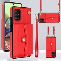 Mantto Crossbody Wallet Women Case for Samsung A51 5G, [RFID Blocking] CRedit Card Holder Phone Case with Strap Leather Purse with Lanyard Magnetic Flip Cover Girl for Samsung Galaxy A51 5G, Red