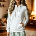 thumbnail image 3 of SYwaren Women's Oversized Half Zip Sweatshirt Long Sleeve Casual Solid Color Pockets Fall Winter Tops, 3 of 6