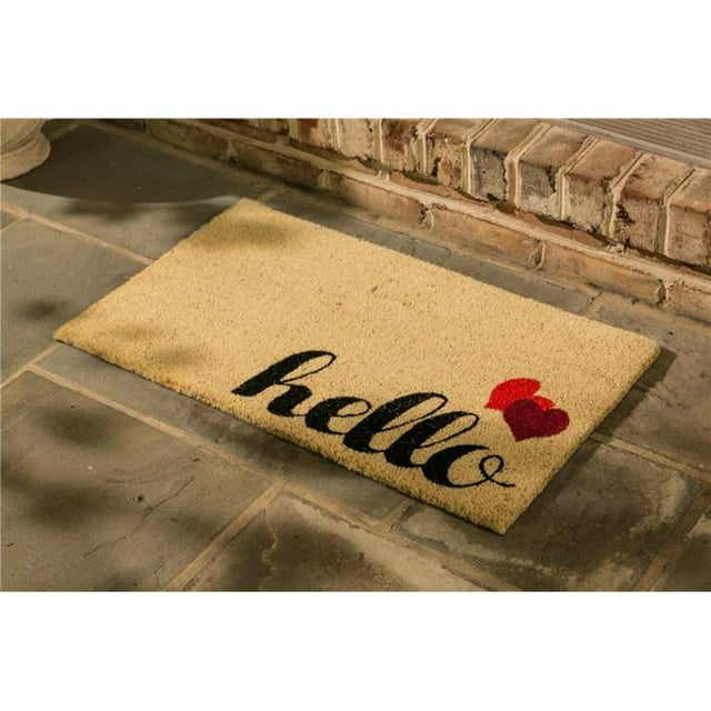Dynamic Rugs AS232967130 18 x 30 in. Aspen Hello Hearts Door Mat - Ivory & Red