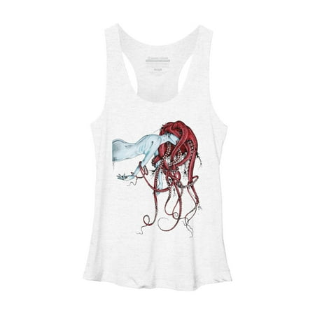 Septoid Womens White Heather Graphic Racerback Tank Top - Design By Humans S