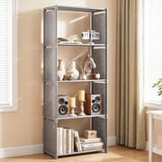 HONEIER Bookshelf, 4-Tier Storage Shelf, Narrow Bookcase Organizer for Bedroom Living Room Office, Gray