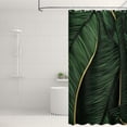 thumbnail image 6 of Tropical Palm Leaf Shower Curtain Dark Green Golden Banana Leaves Bathroom Tropical Jungle Palm Tree Hawaiian Bathroom Decor Set with12 Hooks 72x72 inches (A), 6 of 6