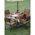 thumbnail image 3 of Outdoor Tablecloth with Umbrella Hole and Zipper, Red Plaid Christmas Square Table Cloth 54x54 Inch Waterproof Tablecloth, Snowman Snowflake Gifts Xmas Tree Picnic Table Cover for Patio Camping, 3 of 7