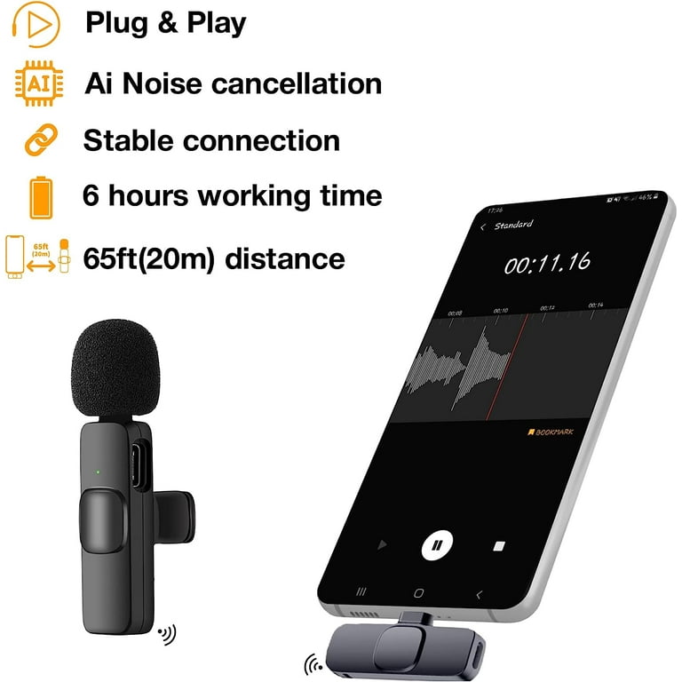 PowerDeWise Micrófono de solapa Lavalier con cable profesional para iPhone,  iPad - Micrófono de grabación de condensador omnidireccional para video