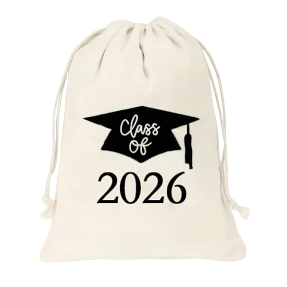 HaCpiu Class of 2026 Graduation Present Bags, Canvas Drawstring Bags Graduation Decorations, Graduation Keepsakes Bag for Graduation Party Favors & Gifts