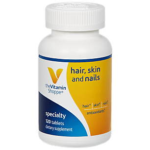 The Vitamin Shoppe Hair, Skin and Nails, With 400MCG of Biotin and Other Essential Vitamins, Nutrient Metabolism Support for Healthy Vibrant Hair, Healthy Skin  Strong Nails (120