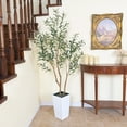 thumbnail image 6 of Nafresh 6ft Faux Olive Tree with Multiple Real Wood Trunks & White Decorative Tall Planter, 72in Artificial Olive Tree for Home Office Bedroom Porch Balcony Decor, 6 of 9