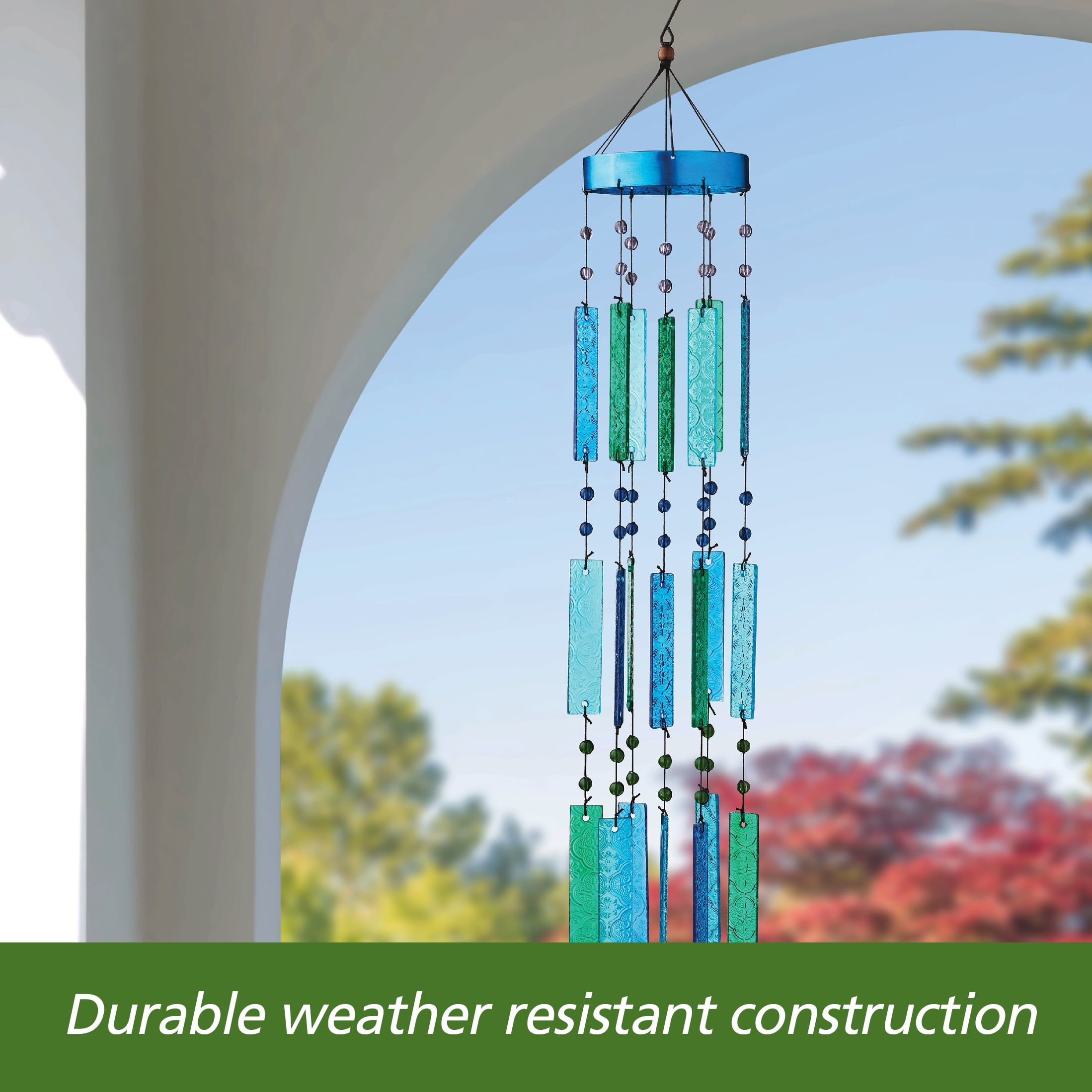 Mainstays Blue Sea Glass Weather-Resistant Metal Outdoor Wind Chime