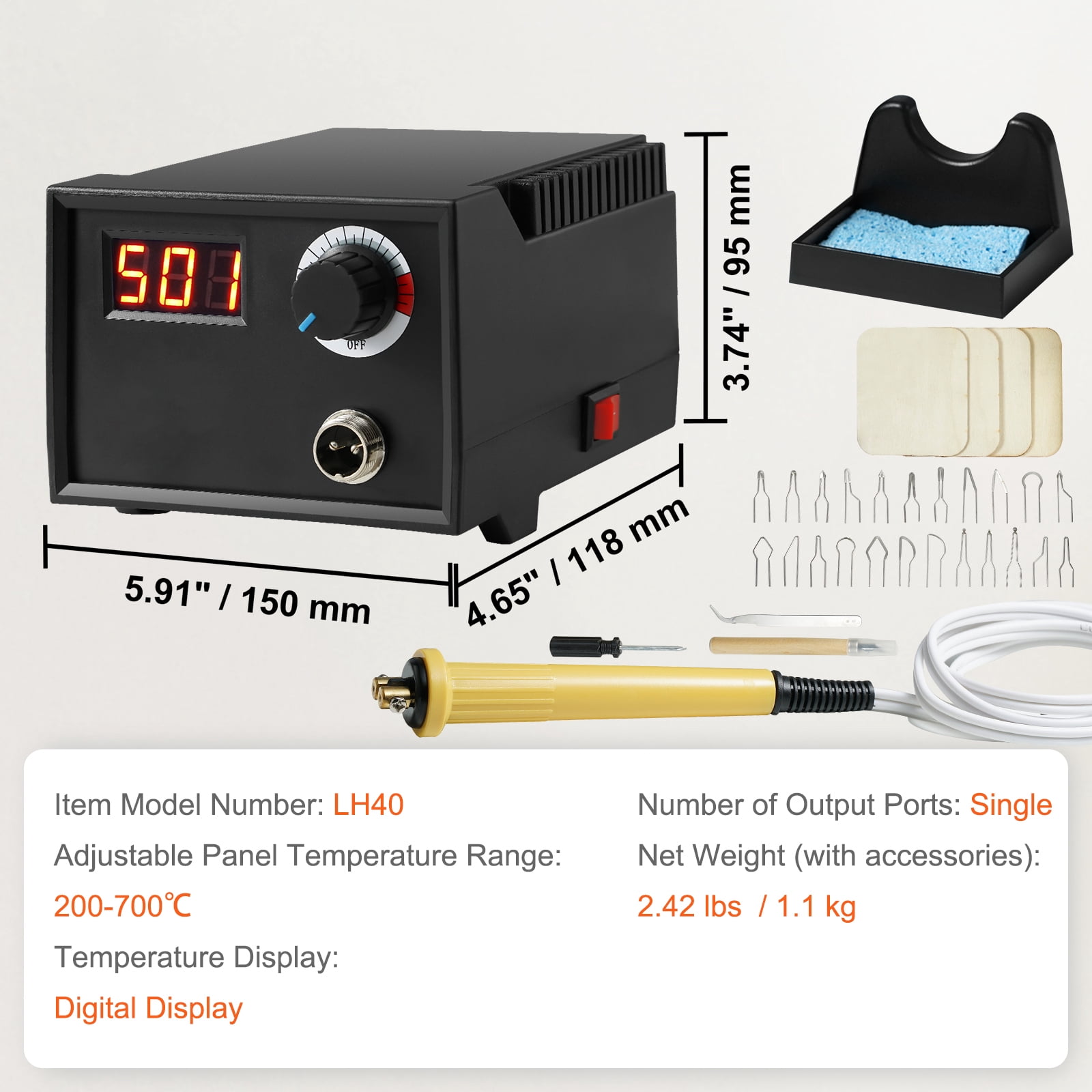 BENTISM Wood Burning Kit, Upgraded 200~700°C Adjustable Temperature with Display, Wood Burner with 23 Wire Nibs Tips Including Ball Tips, Wood Burning Pen Holder Suitable for Pyrography