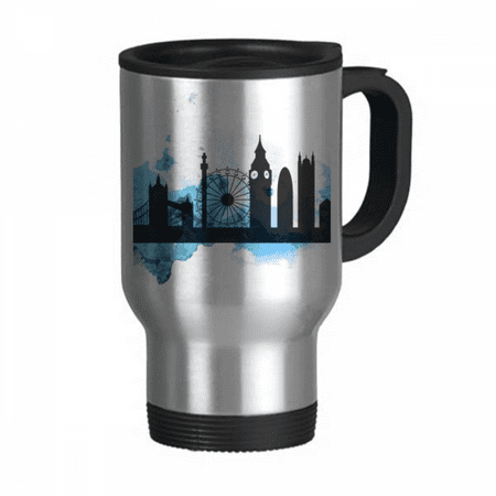 

London Tower Bridge Outline England Travel Mug Flip Lid Stainless Steel Cup Car Tumbler Thermos