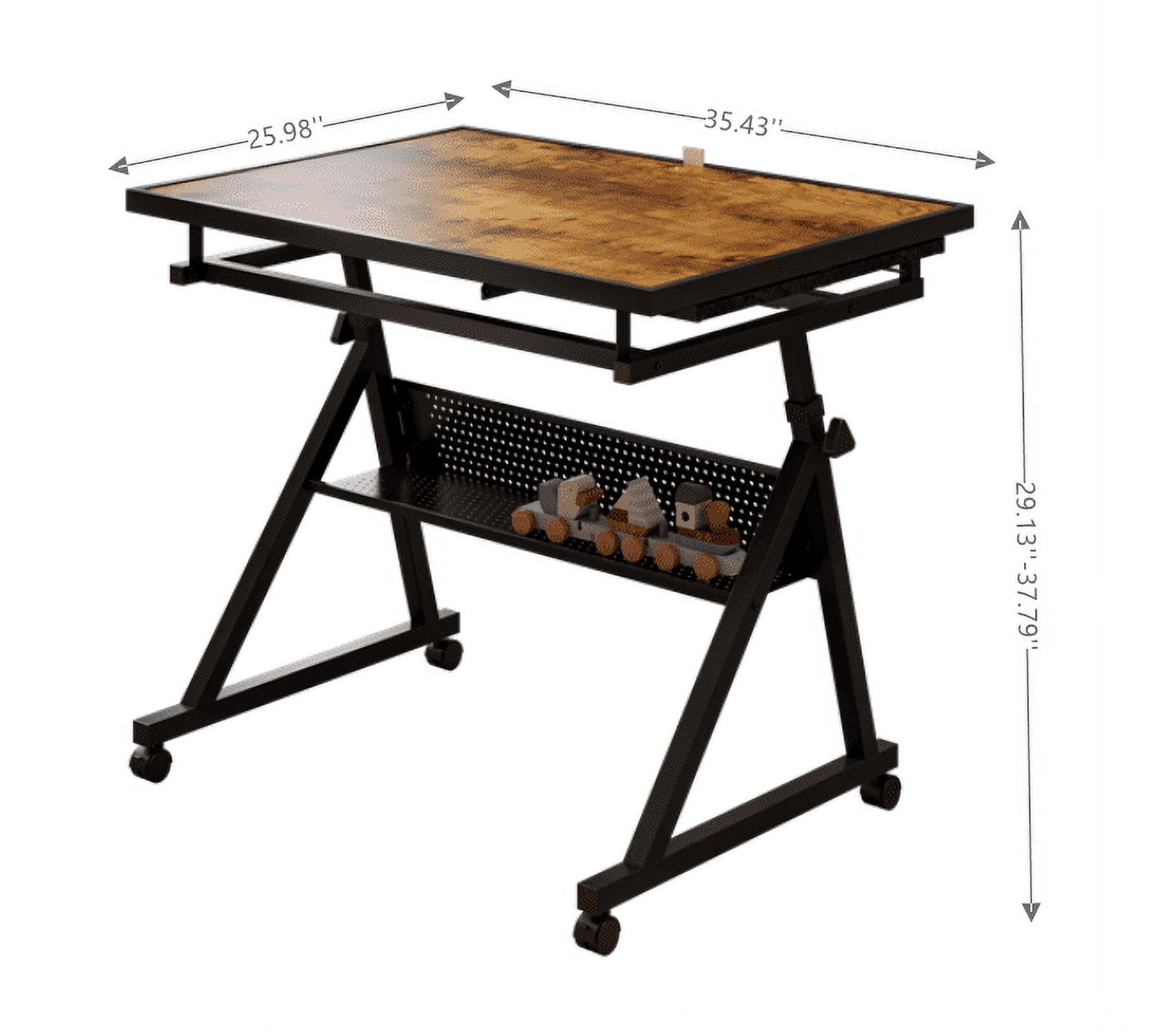 Jigsaw Puzzle Table with 4 Storage Trays and Adjustable Height, Puzzle Board and Craft Table with Tiltable Surface and Wheels for 1500-Piece Puzzles, Black