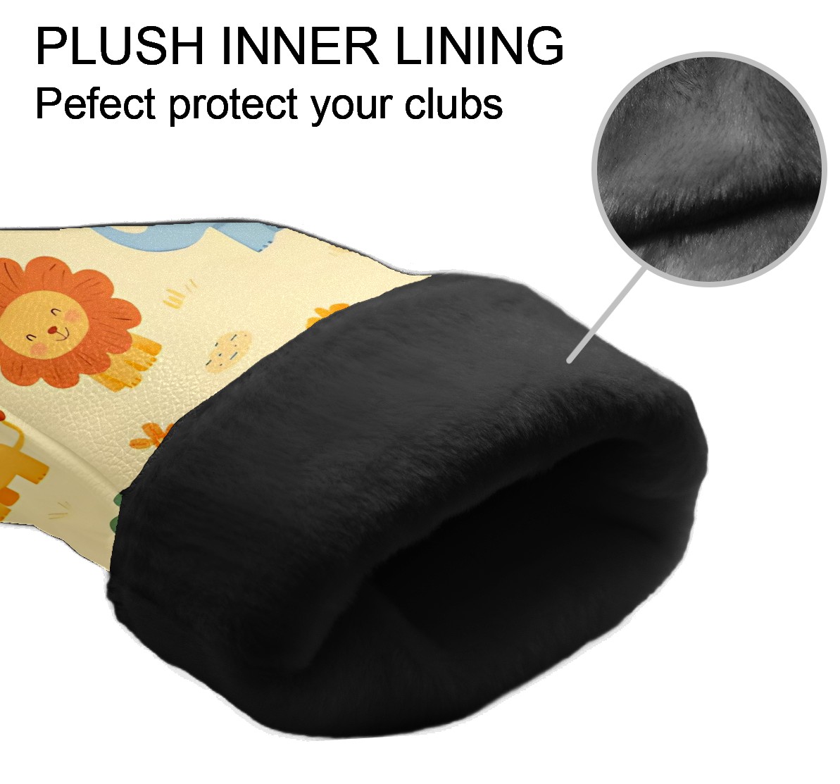 Golf Club Covers, Yellow ZooAnimal Premium PU Leather Driver Hybrid Putter Head Covers with Velvet Lining, Waterproof Golf Gifts for Men Women