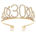 thumbnail image 1 of Tiara de cumpleaños número 30 para niña, con cristales y diamantes de imitación, corona de reina, diadema con peines para el pelo, ideal para fiestas de cumpleaños número 30 y decoraciones de gradua, 1 of 4