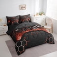 thumbnail image 3 of Manfei Gamer Gaming Bed in a Bag Full Size,Vindoe Game Bed Set,Orange Black Hexagon Bedding Full Size For Kid Boy,Lightweight Room Decorative Reversible,7 Pieces, 3 of 7