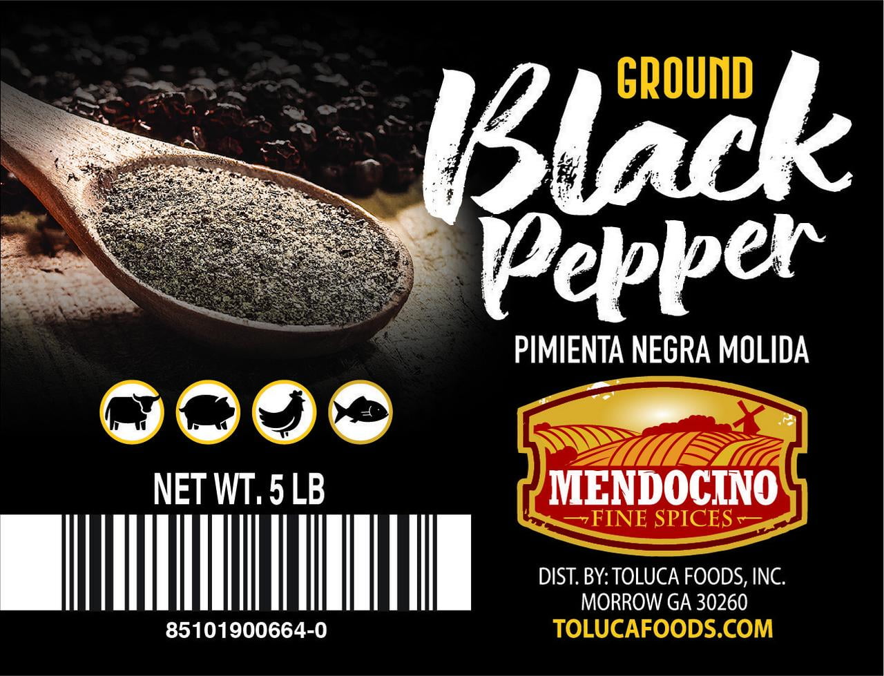 Mendocino Spices Black Pepper Ground 5lb Jug