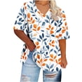 thumbnail image 4 of Women's Plus Size Shirts Casual Gradient Color Blouses Top V-Neck Fashion Floral Print Short Sleeve T-shirt Summer Loose Breathable Oversized Pullover Tops Print 09 3XL, 4 of 5