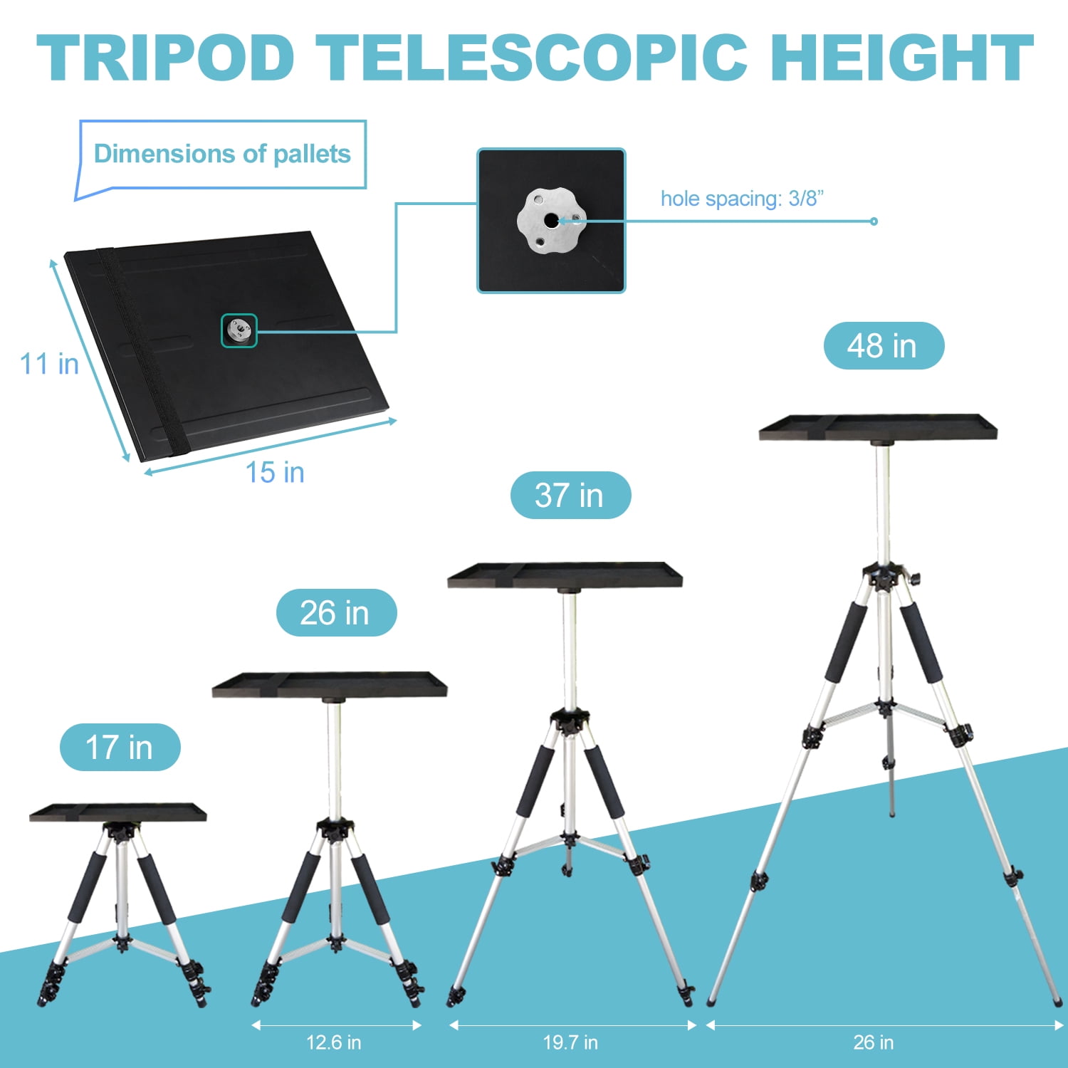 SKERELL Adjustable Height Projector Stand,Universal Projector Stand,Silver Laptop Tripod Stand