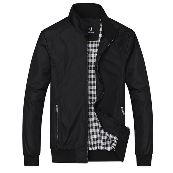 Mens Jackets Zip Up Stand Collar Business Jacket Casual Long Sleeve Solid Color Relaxed Fit Men Jacket Casual Fashion