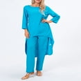 thumbnail image 2 of Women‘s Long Sleeve Irregular Tops Solid Color Pants Loungewear Sets, 2 of 9