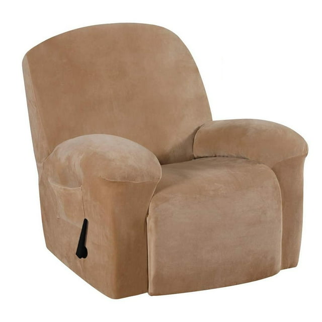 GUOOL Elastic Velvet Recliner Dining covers Stretch Seat Covers Spandex Short Dining Brown_2