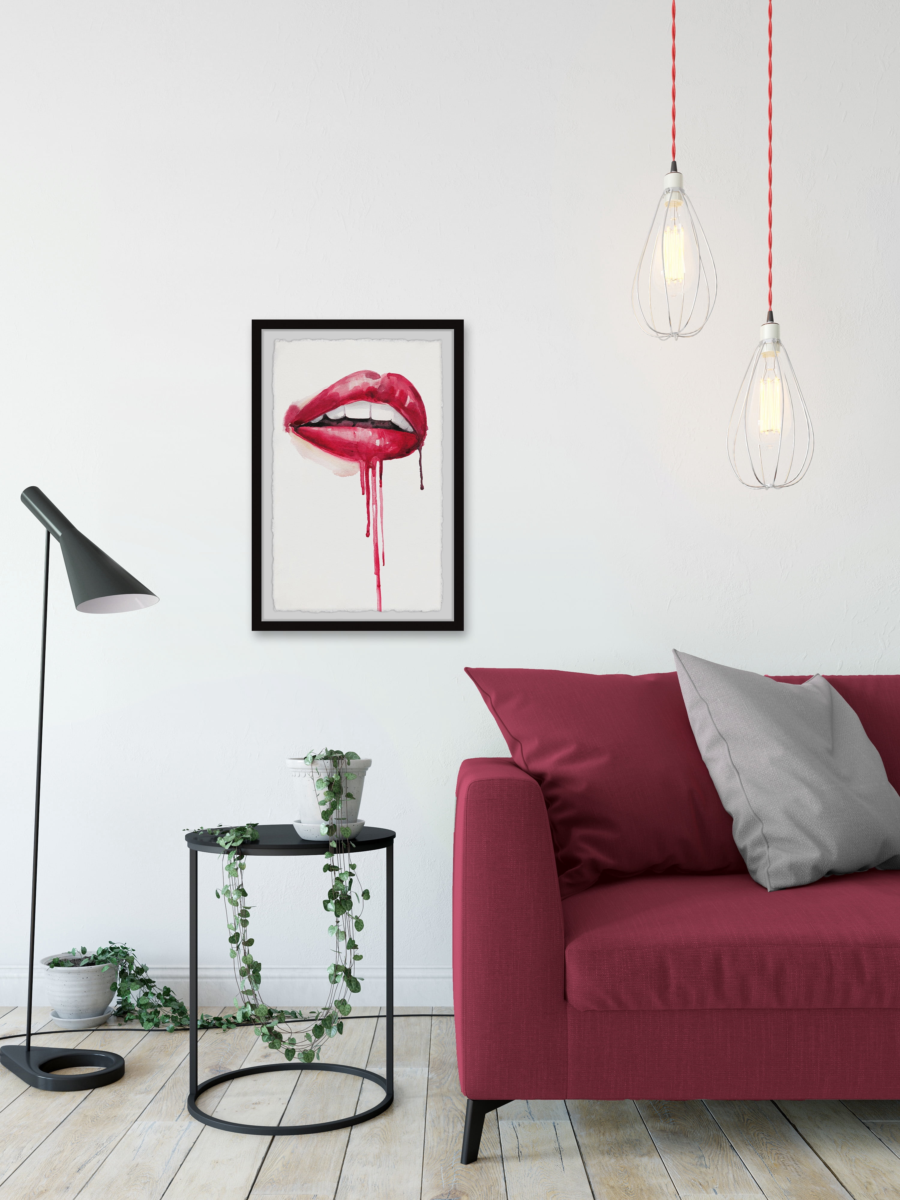 Marmont Hill "Blooded Lips" Framed Painting Art Print, 8.00" x 1.50"
