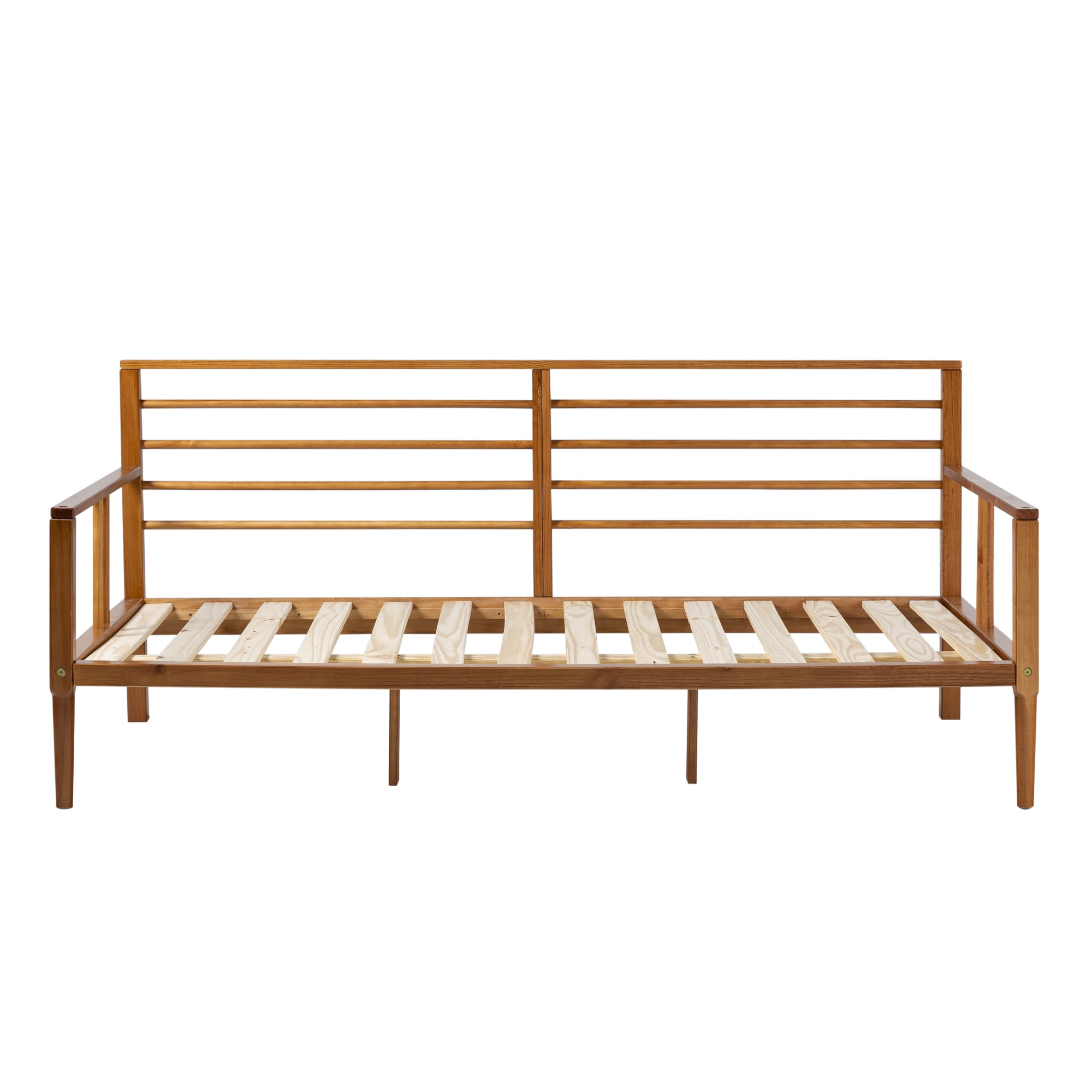 Walker Edison Mid-Century Miller Solid Wood Spindle Daybed, Caramel