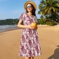 thumbnail image 4 of Naloa Orchids Flowers Print Womens Summer A-Line Dress with Pockets,Short Sleeve Dresses,Flowy Beach Swing Dress for Vacation Travel, 4 of 6