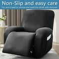 thumbnail image 4 of JIqH Four-piece set of casual chair covers - Stretchy cover with pockets, elastic base, soft and washable furniture protection cover, pet and child friendly, dark gray, 4 of 6