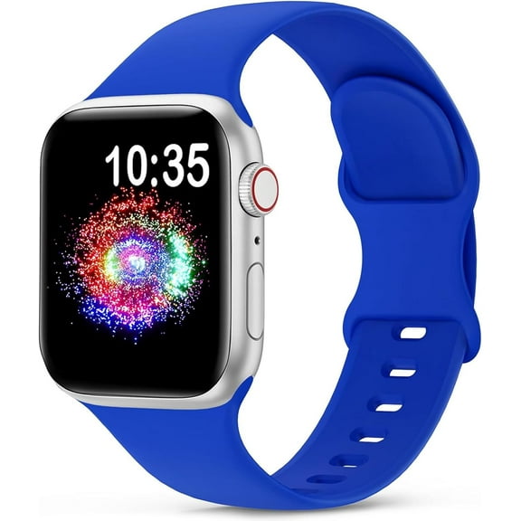 PLUMYHG-Sport Band Compatible with Apple Watch Bands 38mm 40mm 41mm 42/44mm 45mm 46mm 49mm, Soft Silicone Strap Compatible for Apple Watch Ultra 3 Series 11 10 9 SE/SE2 8 7 6 5 4 3 Men Women Klein Bl