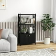 thumbnail image 2 of Costway Bathroom Storage Cabinet with Open Shelves & Double Doors Modern Storage Organizer Black, 2 of 10