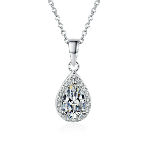 Inadays Necklaces for Women 925 Sterling Silver Pendant Necklace Cubic Zirconia Dainty Chain Gift for Her