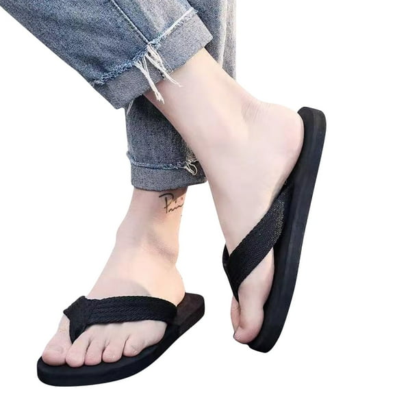 Leozcaa Mens Flip Flops Arch Support Comfy Summer Beach Thong Sandals Foam Cushion Slip on Slippers