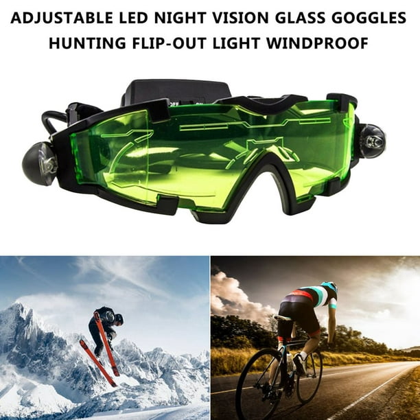 Adjustable Led Night Vision Glass Goggles Motorcycle Motorbike Racing Hunting Glasses Eyewear With Flip-out Light Windproof